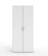 Guardaroba 2 ante Paulette, Mobile camera da letto, Cabina armadio portabiti, Armadio appendiabiti, 77x49 h175 cm, Bianco