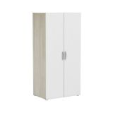 Guardaroba 2 ante Seine, Mobile camera da letto, Cabina armadio portabiti, Armadio appendiabiti, 79x52 h166 cm, Rovere e Bianco opaco