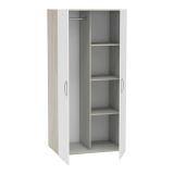 Guardaroba 2 ante Seine, Mobile camera da letto, Cabina armadio portabiti, Armadio appendiabiti, 79x52 h166 cm, Rovere e Bianco opaco