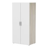 Guardaroba 2 ante Seine, Mobile camera da letto, Cabina armadio portabiti, Armadio appendiabiti, 79x52 h166 cm, Rovere e Bianco opaco
