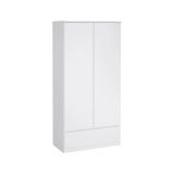 Guardaroba 2 ante Suzanne, Mobile camera da letto, Cabina armadio portabiti, Armadio appendiabiti, 99x50 h201 cm, Bianco