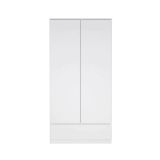Guardaroba 2 ante Suzanne, Mobile camera da letto, Cabina armadio portabiti, Armadio appendiabiti, 99x50 h201 cm, Bianco