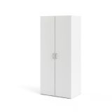 Guardaroba 2 ante Sylvie, Mobile camera da letto, Cabina armadio portabiti, Armadio appendiabiti, 78x50 h175 cm, Bianco