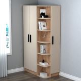 Guardaroba 3 Ante Beige Marrone Rovere 10 Ripiani Appendiabiti 90x50 cm, Apertura Battente - Cusago