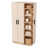 Guardaroba 3 Ante Beige Marrone Rovere 10 Ripiani Appendiabiti 90x50 cm, Apertura Battente - Cusago