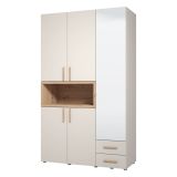 Guardaroba 3 Ante Beige Marrone Rovere Nodi Appendiabiti 2 Cassetti 134.5x56 cm, 6 Ripiani - Pianezze