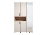 Guardaroba 3 Ante Beige Marrone Rovere Nodi Appendiabiti 2 Cassetti 134.5x56 cm, 6 Ripiani - Pianezze