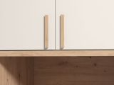 Guardaroba 3 Ante Beige Marrone Rovere Nodi Appendiabiti 2 Cassetti 134.5x56 cm, 6 Ripiani - Pianezze