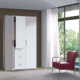 Guardaroba 3 Ante Bianco 4 Ripiani Appendiabiti 117x52 cm, 3 Cassetti - Anama