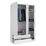 Guardaroba 3 Ante Bianco Appendiabiti 2 Cassetti 51x137 cm, 3 Ripiani - Mayos