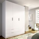 Guardaroba 3 Ante Bianco Appendiabiti 2 Cassetti 51x137 cm, 3 Ripiani - Mayos