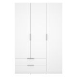 Guardaroba 3 Ante Bianco Appendiabiti 2 Cassetti 51x137 cm, 3 Ripiani - Mayos