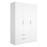 Guardaroba 3 Ante Bianco Appendiabiti 2 Cassetti 51x137 cm, 3 Ripiani - Mayos