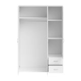 Guardaroba 3 Ante Bianco Appendiabiti 3 Ripiani 120x51 cm, 2 Cassetti - Toce
