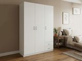 Guardaroba 3 Ante Bianco Appendiabiti 3 Ripiani 120x51 cm, 2 Cassetti - Toce