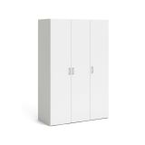 Guardaroba 3 Ante Bianco Appendiabiti 5 Ripiani 115x49 cm, Apertura Battente - Ruffano