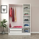 Guardaroba 3 Ante Bianco Appendiabiti 5 Ripiani 135x52 cm, 3 Ante - Gerrei