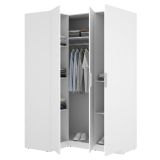 Guardaroba 3 Ante Bianco Appendiabiti Cassetti 95x142 cm, 6 Ripiani - Reeves