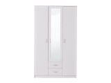 Guardaroba 3 Ante Bianco Bianco 4 Ripiani 2 Cassetti 120x52 cm, Appendiabiti - Crati