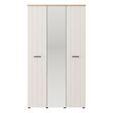 Guardaroba 3 Ante Bianco Crema Marrone Rovere 4 Ripiani Appendiabiti 117x54 cm, Apertura Battente - Bhakta