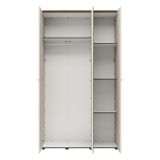 Guardaroba 3 Ante Bianco Crema Marrone Rovere 4 Ripiani Appendiabiti 117x54 cm, Apertura Battente - Bhakta