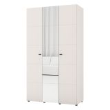 Guardaroba 3 Ante Bianco Crema Nero Appendiabiti 4 Ripiani 117x52 cm, 3 Ante - Ouarza