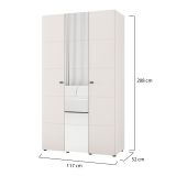 Guardaroba 3 Ante Bianco Crema Nero Appendiabiti 4 Ripiani 117x52 cm, 3 Ante - Ouarza