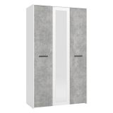 Guardaroba 3 Ante Bianco Grigio Cemento Appendiabiti 5 Ripiani 119x53 cm, 3 Ante - Lavagno
