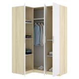 Guardaroba 3 Ante Bianco Marrone Rovere Appendiabiti Cassetti 95x142 cm, 6 Ripiani - Reeves