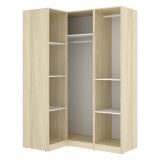 Guardaroba 3 Ante Bianco Marrone Rovere Appendiabiti Cassetti 95x142 cm, 6 Ripiani - Reeves