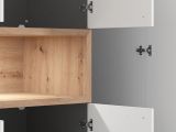 Guardaroba 3 Ante Bianco Marrone Rovere Nodi Appendiabiti 2 Cassetti 134.5x56 cm, 6 Ripiani - Pianezze