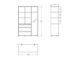 Guardaroba 3 Ante Bianco Nero 4 Ripiani 3 Cassetti 138x55 cm, Appendiabiti - Ilbonoo