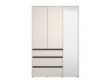 Guardaroba 3 Ante Bianco Nero 4 Ripiani 3 Cassetti 138x55 cm, Appendiabiti - Ilbonoo