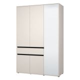 Guardaroba 3 Ante Bianco Nero 5 Ripiani un Cassetto 138x54.5 cm, Appendiabiti - Ilbono
