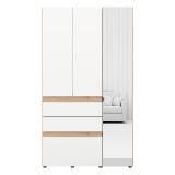Guardaroba 3 Ante Bianco Opaco Marrone Rovere Nodi Appendiabiti 3 Cassetti 117x52 cm, 4 Ripiani - Zuccare