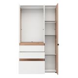 Guardaroba 3 Ante Bianco Opaco Marrone Rovere Nodi Appendiabiti 3 Cassetti 117x52 cm, 4 Ripiani - Zuccare