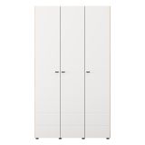 Guardaroba 3 Ante Bianco Opaco Marrone Rovere Nodi Appendiabiti 4 Ripiani 117x52 cm, 3 Ante - Ronco