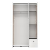 Guardaroba 3 Ante Bianco Opaco Marrone Rovere Nodi Appendiabiti un Cassetto 117x52 cm, 4 Ripiani - Serram