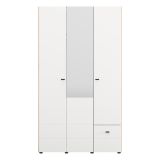 Guardaroba 3 Ante Bianco Opaco Marrone Rovere Nodi Appendiabiti un Cassetto 117x52 cm, 4 Ripiani - Serram