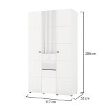 Guardaroba 3 Ante Bianco Opaco Nero Appendiabiti 4 Ripiani 117x52 cm, 3 Ante - Ouarza