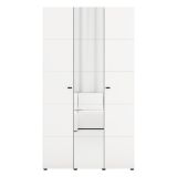 Guardaroba 3 Ante Bianco Opaco Nero Appendiabiti 4 Ripiani 117x52 cm, 3 Ante - Ouarza