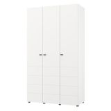 Guardaroba 3 Ante Bianco Opaco Nero Appendiabiti 4 Ripiani 117x52 cm, 3 Ante - Ronco