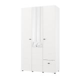 Guardaroba 3 Ante Bianco Opaco Nero Appendiabiti un Cassetto 117x52 cm, 4 Ripiani - Serram