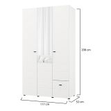 Guardaroba 3 Ante Bianco Opaco Nero Appendiabiti un Cassetto 117x52 cm, 4 Ripiani - Serram