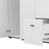 Guardaroba 3 Ante Bianco Opaco Nero Appendiabiti un Cassetto 117x52 cm, 4 Ripiani - Serram