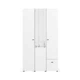 Guardaroba 3 Ante Bianco Opaco Nero Appendiabiti un Cassetto 117x52 cm, 4 Ripiani - Serram