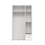Guardaroba 3 Ante Bianco Opaco Nero Appendiabiti un Cassetto 117x52 cm, 4 Ripiani - Serram