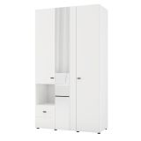 Guardaroba 3 Ante Bianco Opaco Nero Appendiabiti un Cassetto 117x52 cm, 5 Ripiani - Patzcu