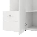 Guardaroba 3 Ante Bianco Opaco Nero Appendiabiti un Cassetto 117x52 cm, 5 Ripiani - Patzcu