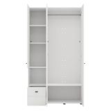 Guardaroba 3 Ante Bianco Opaco Nero Appendiabiti un Cassetto 117x52 cm, 5 Ripiani - Patzcu